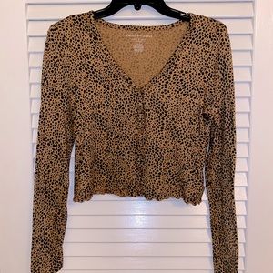 american eagle soft and sexy cheetah v neck long sleeve